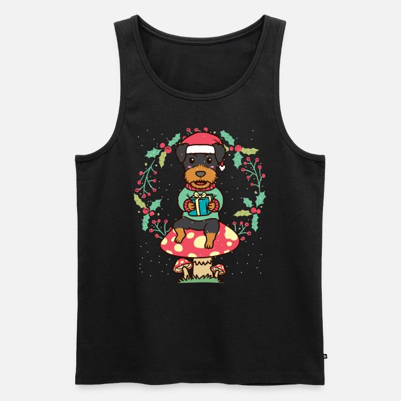 Deutsche Jagdterrier Hund Weihnachtskranz - Männer Premium Bio Tank Top - Schwarz