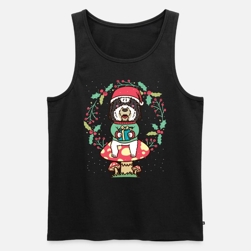 Sheepadoodle Hund Auf Pilz Weihnachtskranz - Männer Premium Bio Tank Top - Schwarz