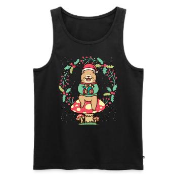 Präriehund Auf Pilz-weihnachtskranz-nagetier - Männer Premium Bio Tank Top - Schwarz - Vorne - AI Model Male 178 light (178cm)