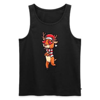 Reindeer Emoticon Christmas Christmas - Men's Premium Organic Tank Top - black - Front - Michal (187cm)