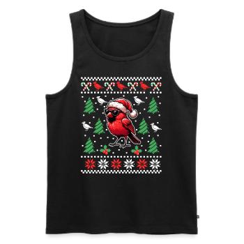 Noël d’oiseau cardinal rouge - Débardeur bio Premium Homme - noir - Devant - Michal (187cm)
