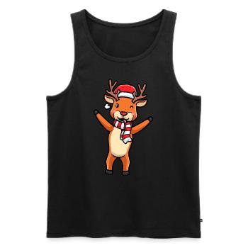 Reindeer Emoticon Christmas Christmas - Men's Premium Organic Tank Top - black - Front - Michal (187cm)