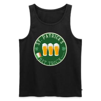 funny St patrick hat trick shirt -beer football - Men's Premium Organic Tank Top - black - Front - AI Model Male 178 light (178cm)