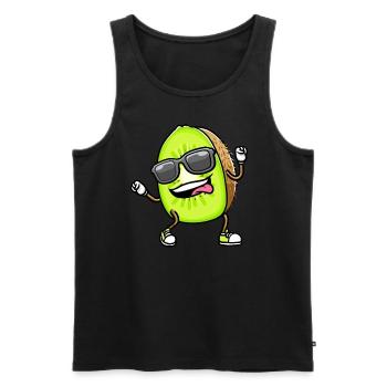 Dancing Kiwi with sunglasses - Men's Premium Organic Tank Top - black - Front - Michal (187cm)