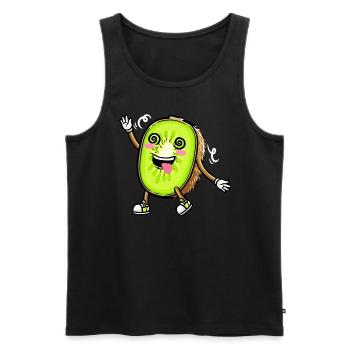 Kiwi fruit Kawaii émoticône - Débardeur bio Premium Homme - noir - Devant - AI Model Male 178 light (178cm)