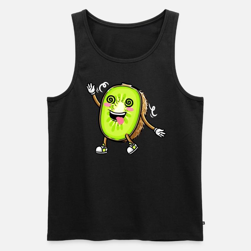 Kiwi Fruit Kawaii Emoticon - Männer Premium Bio Tank Top - Schwarz