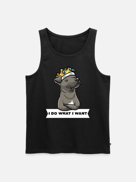 Staffordshire Bull Terrier Pies z Koroną - Ekologiczny tank top męski Premium - czarny