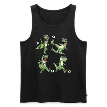 T-rex Spielt Fußball Dinosaurier Fußballspieler - Männer Premium Bio Tank Top - Schwarz - Vorne - Michal (187cm)