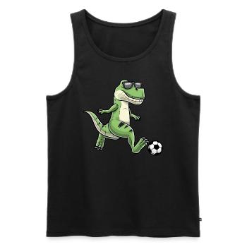 T-rex Spielt Fußball Dinosaurier Fußballspieler - Männer Premium Bio Tank Top - Schwarz - Vorne - Michal (187cm)