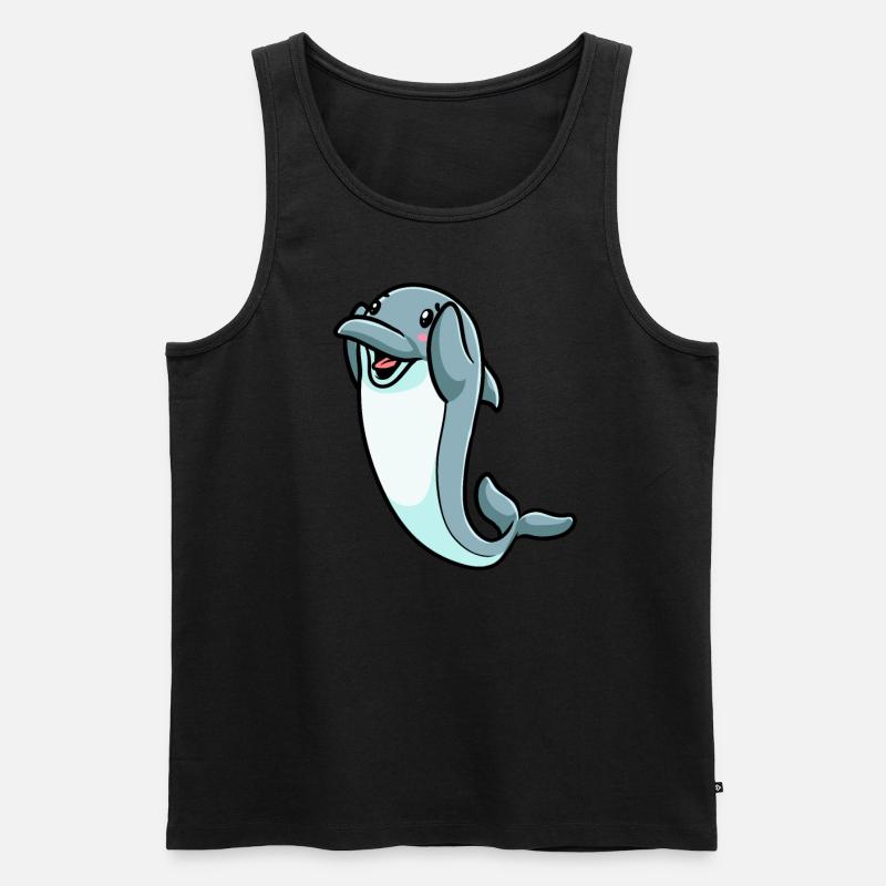 Delfin Emoticon - Männer Premium Bio Tank Top - Schwarz