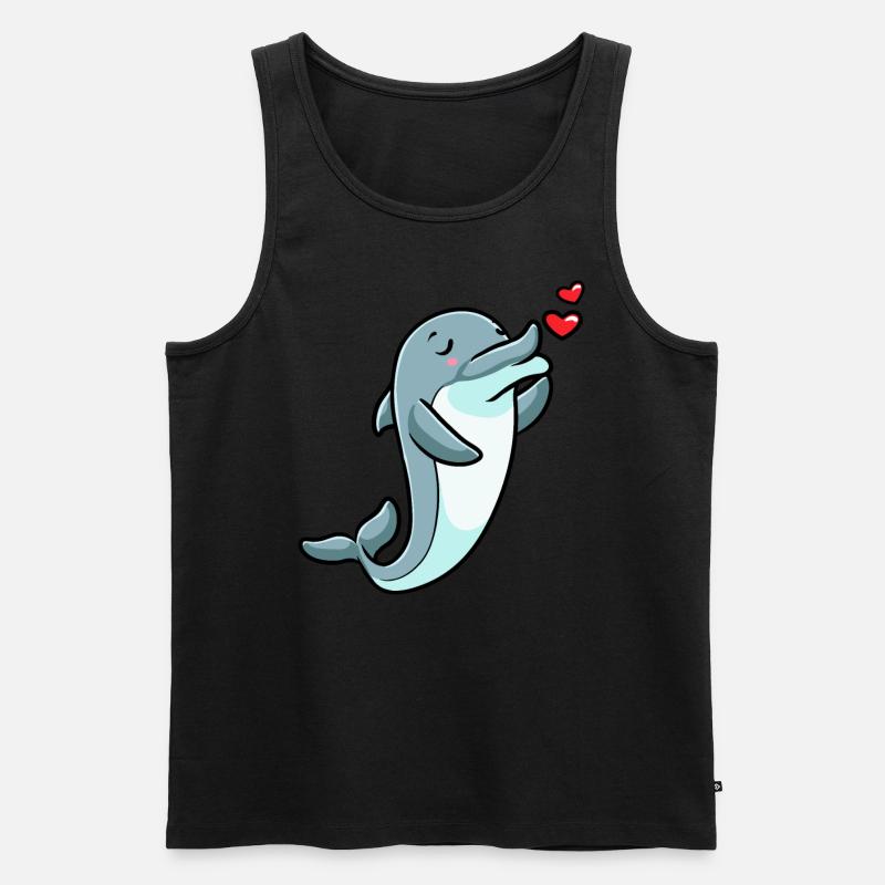 Delfin Emoticon - Männer Premium Bio Tank Top - Schwarz