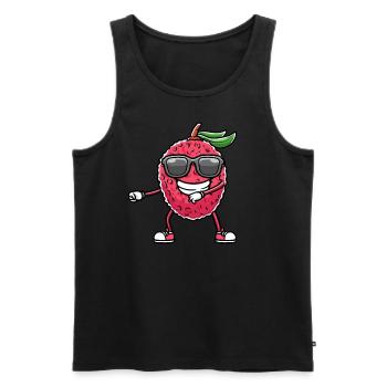 Tanzende Litschi Mit Sonnenbrille Litschis - Männer Premium Bio Tank Top - Schwarz - Vorne - AI Model Male 178 light (178cm)