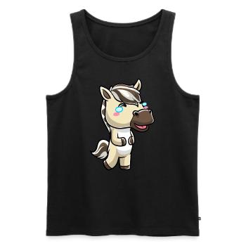 Fjordpferd Kawaii Emoticon - Männer Premium Bio Tank Top - Schwarz - Vorne - AI Model Male 178 light (178cm)