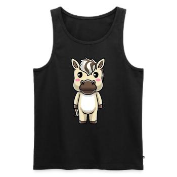 Fjordpferd Kawaii Emoticon - Männer Premium Bio Tank Top - Schwarz - Vorne - AI Model Male 178 light (178cm)