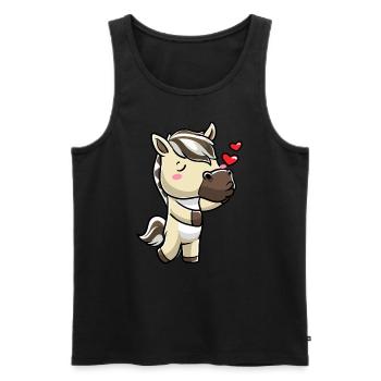 Fjordpferd Kawaii Emoticon - Männer Premium Bio Tank Top - Schwarz - Vorne - AI Model Male 178 light (178cm)