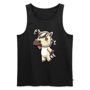 Fjordpferd Kawaii Emoticon - Männer Premium Bio Tank Top - Schwarz - Vorne - AI Model Male 178 light (178cm)
