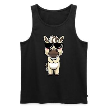 Fjordpferd Kawaii Emoticon - Männer Premium Bio Tank Top - Schwarz - Vorne - AI Model Male 178 light (178cm)