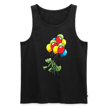 An Luftballons Hängende Gottesanbeterin - Männer Premium Bio Tank Top - Schwarz - Vorne - AI Model Male 178 light (178cm)