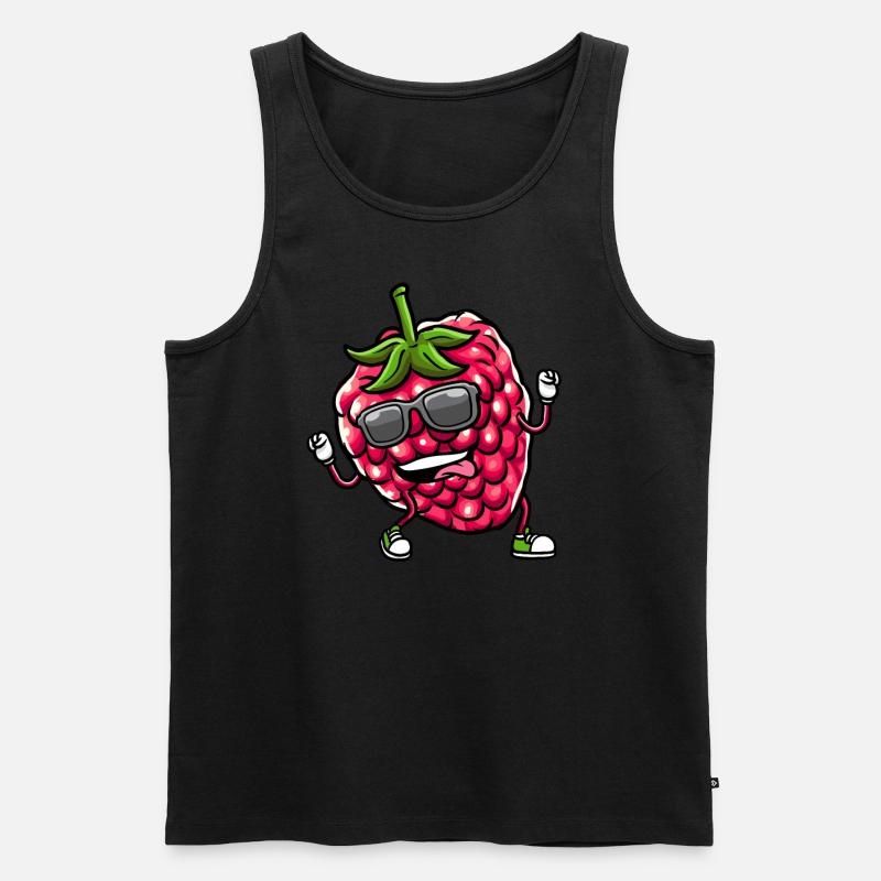 Beere Dancing Himbeeren Obst - Männer Premium Bio Tank Top - Schwarz