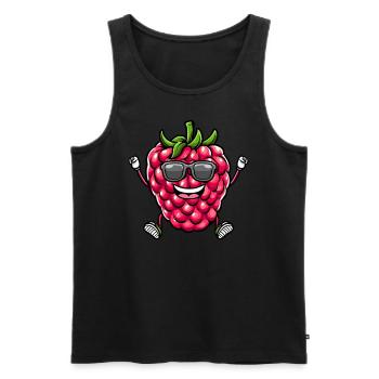 Berry Dancing Raspberries Fruit - Men's Premium Organic Tank Top - black - Front - Michal (187cm)