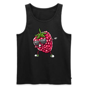 Berry Dancing Raspberries Fruit - Men's Premium Organic Tank Top - black - Front - Michal (187cm)