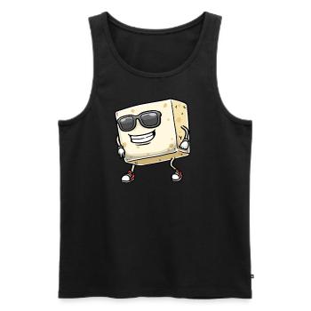 Tofu dansant pour les végétaliens et les amateurs de tofu - Débardeur bio Premium Homme - noir - Devant - Michal (187cm)