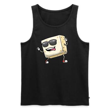 Tofu dansant pour les végétaliens et les amateurs de tofu - Débardeur bio Premium Homme - noir - Devant - Michal (187cm)