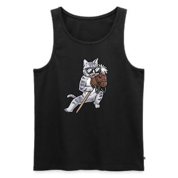 Drôle de passe-temps Horsing chat - Débardeur bio Premium Homme - noir - Devant - Michal (187cm)