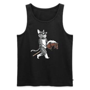 Drôle de passe-temps Horsing chat - Débardeur bio Premium Homme - noir - Devant - Michal (187cm)