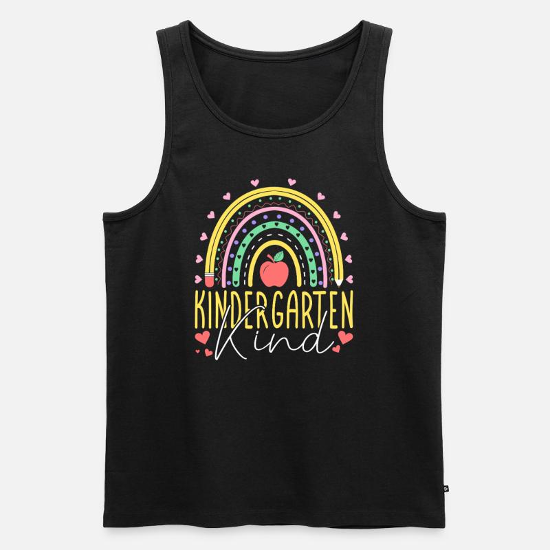 Kinder Kindergartenkind Regenbogen Mädchen - Männer Premium Bio Tank Top - Schwarz