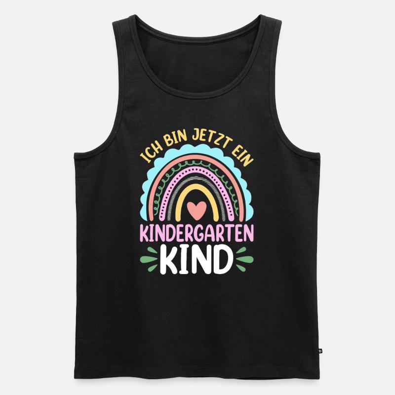 Kinder Kindergartenkind Regenbogen Mädchen - Männer Premium Bio Tank Top - Schwarz