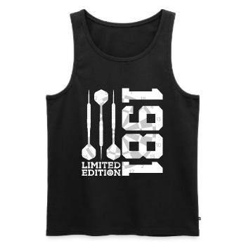 LIMITED EDITION 1981 DARTS 45. GEBURTSTAG - Männer Premium Bio Tank Top - Schwarz - Vorne - Michal (187cm)