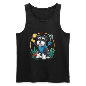 Magischer Zwergschnauzer im Zauberer Outfit - Männer Premium Bio Tank Top - Schwarz - Vorne - AI Model Male 178 light (178cm)