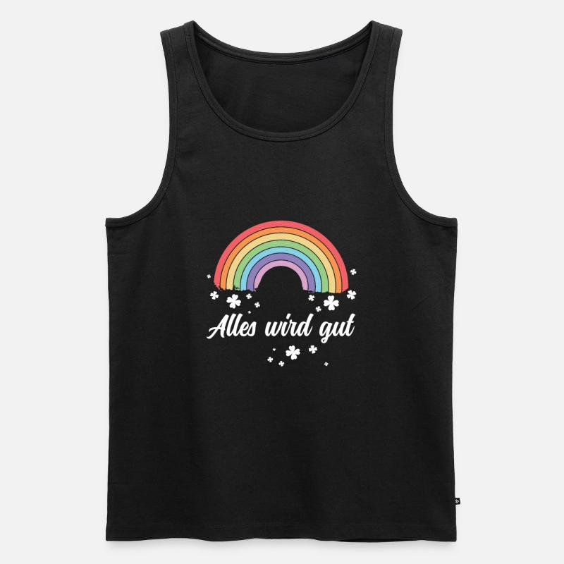 Regenbogen - Alles wird gut! - Männer Premium Bio Tank Top - Schwarz