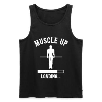Street Workout Muscle Up Humour Sport Musculation - Débardeur bio Premium Homme - noir - Devant - AI Model Male 178 light (178cm)