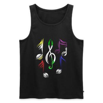 Clef triple note musique - Débardeur bio Premium Homme - noir - Devant - Michal (187cm)