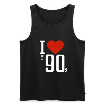 j'aime les années 90 90 - Débardeur bio Premium Homme - noir - Devant - AI Model Male 178 light (178cm)
