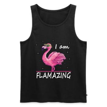 Flamant drôle, je flambe - Débardeur bio Premium Homme - noir - Devant - AI Model Male 178 light (178cm)