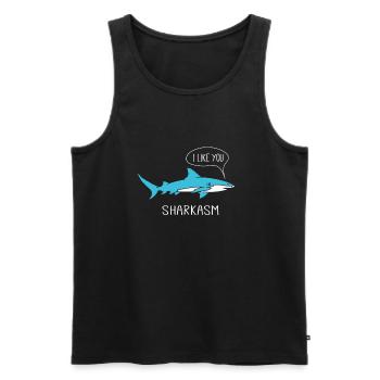 Sharkasm Ich Mag Dich Lustiges Tierzitat - Männer Premium Bio Tank Top - Schwarz - Vorne - Michal (187cm)