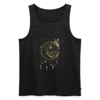 Universum Astrologie Tattoo Kristalle Mond Sterne - Männer Premium Bio Tank Top - Schwarz - Vorne - Michal (187cm)