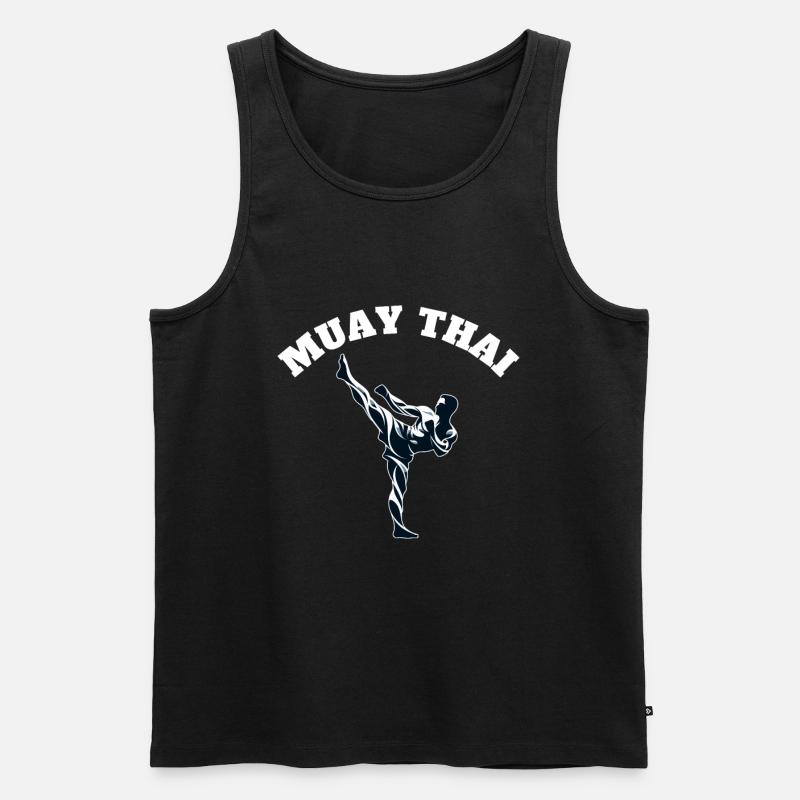 Muay Thai Kick Design - Männer Premium Bio Tank Top - Schwarz