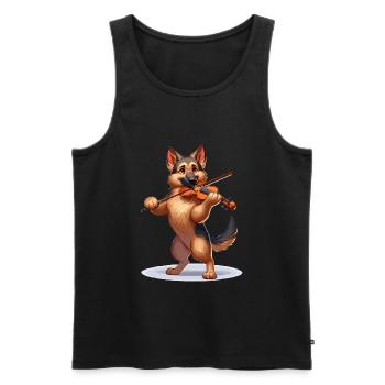 Berger allemand jouant du violon - Débardeur bio Premium Homme - noir - Devant - Michal (187cm)