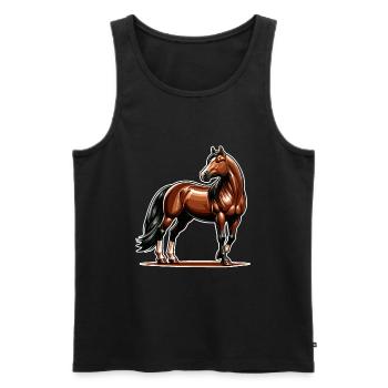 Design de Quarter Horse marron - Débardeur bio Premium Homme - noir - Devant - AI Model Male 178 light (178cm)