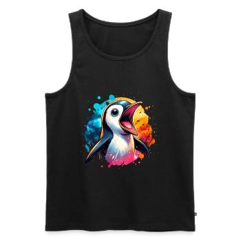 Schreiende Pinguine Pinguinfamilie niedlich - Männer Premium Bio Tank Top - Schwarz - Vorne - AI Model Male 178 light (178cm)