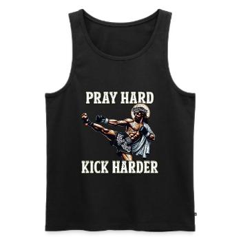 Funny Muay Thai Fighting Jesus Christian Gift - Men's Premium Organic Tank Top - black - Front - Michal (187cm)