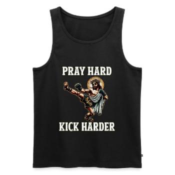 Funny Muay Thai Lord Jesus saying Christian Gift - Men's Premium Organic Tank Top - black - Front - Michal (187cm)