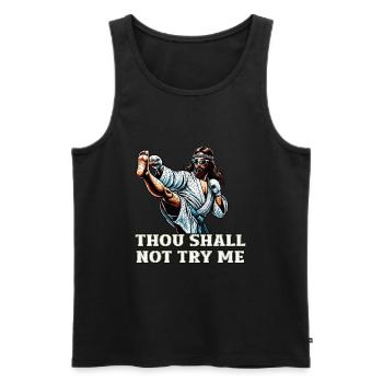 Funny Muay Thai Lord Jesus saying Christian Gift - Men's Premium Organic Tank Top - black - Front - Michal (187cm)