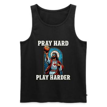 Drôle de basket-ball citation Jésus Christian cadeau - Débardeur bio Premium Homme - noir - Devant - Michal (187cm)