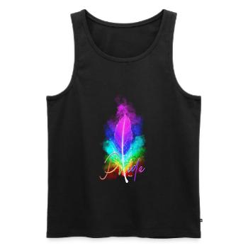 Gay Pride Rainbow Unice Feather lgbt - Männer Premium Bio Tank Top - Schwarz - Vorne - Michal (187cm)