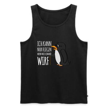 Ich kann nicht fliegen nur wenn man mich wirft - Männer Premium Bio Tank Top - Schwarz - Vorne - Michal (187cm)